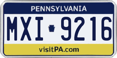 PA license plate MXI9216