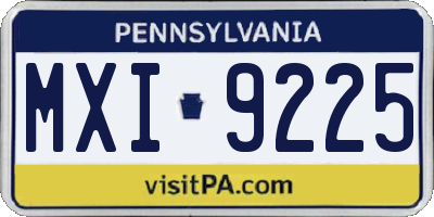 PA license plate MXI9225