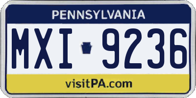 PA license plate MXI9236