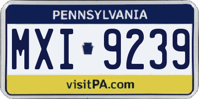 PA license plate MXI9239