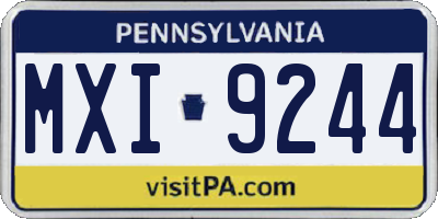 PA license plate MXI9244