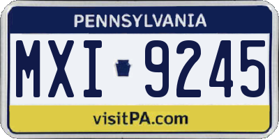 PA license plate MXI9245