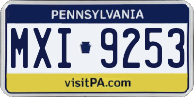 PA license plate MXI9253