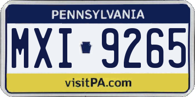 PA license plate MXI9265