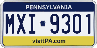 PA license plate MXI9301