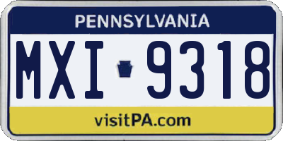 PA license plate MXI9318