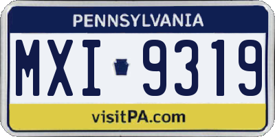 PA license plate MXI9319