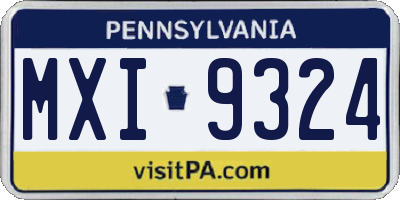 PA license plate MXI9324