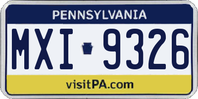 PA license plate MXI9326