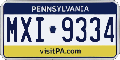 PA license plate MXI9334