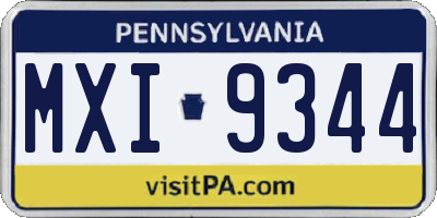 PA license plate MXI9344
