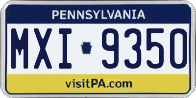 PA license plate MXI9350
