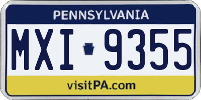 PA license plate MXI9355