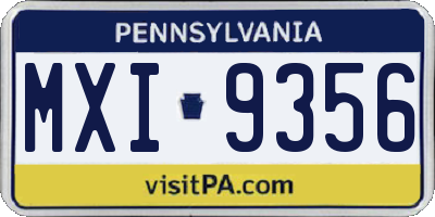PA license plate MXI9356