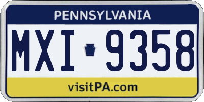 PA license plate MXI9358