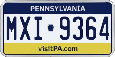 PA license plate MXI9364