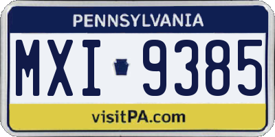 PA license plate MXI9385