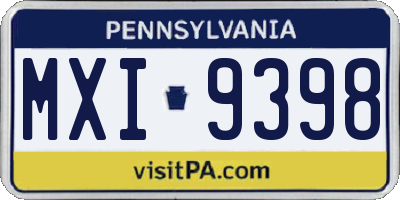PA license plate MXI9398