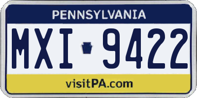 PA license plate MXI9422