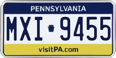 PA license plate MXI9455