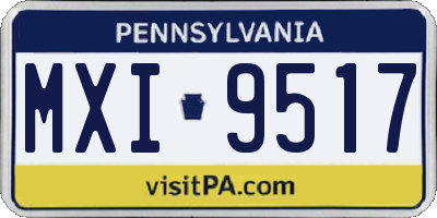 PA license plate MXI9517