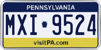 PA license plate MXI9524