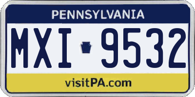 PA license plate MXI9532