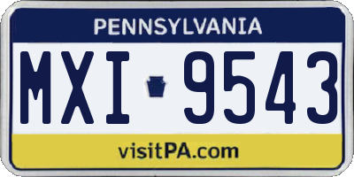 PA license plate MXI9543