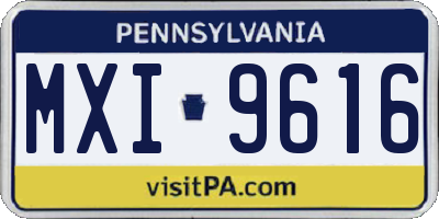 PA license plate MXI9616