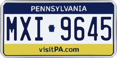PA license plate MXI9645