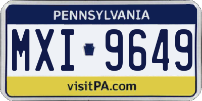 PA license plate MXI9649