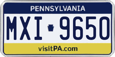 PA license plate MXI9650