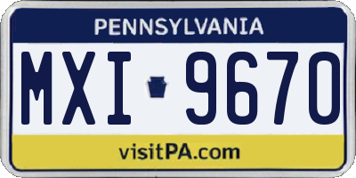 PA license plate MXI9670