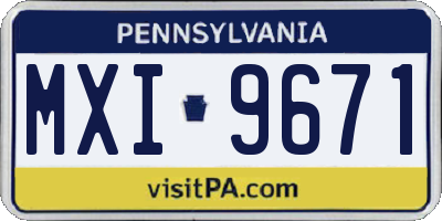 PA license plate MXI9671