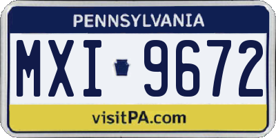 PA license plate MXI9672