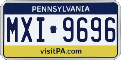 PA license plate MXI9696