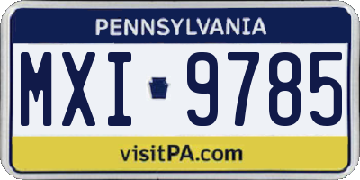 PA license plate MXI9785