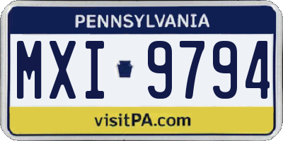 PA license plate MXI9794
