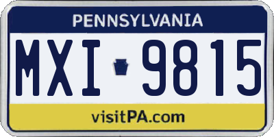 PA license plate MXI9815