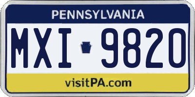 PA license plate MXI9820