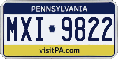 PA license plate MXI9822
