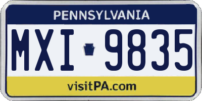 PA license plate MXI9835