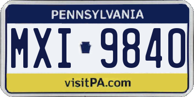 PA license plate MXI9840