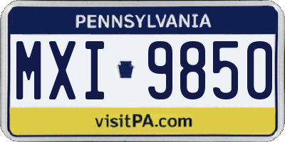 PA license plate MXI9850