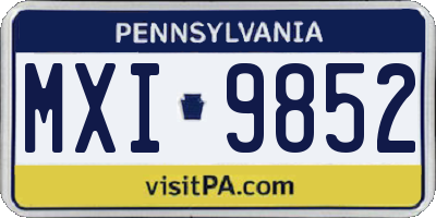 PA license plate MXI9852