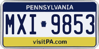 PA license plate MXI9853