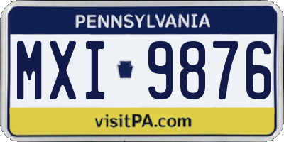PA license plate MXI9876