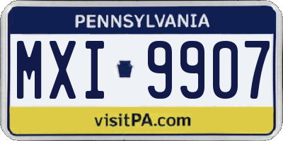 PA license plate MXI9907