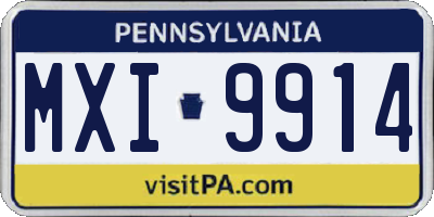 PA license plate MXI9914
