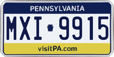 PA license plate MXI9915
